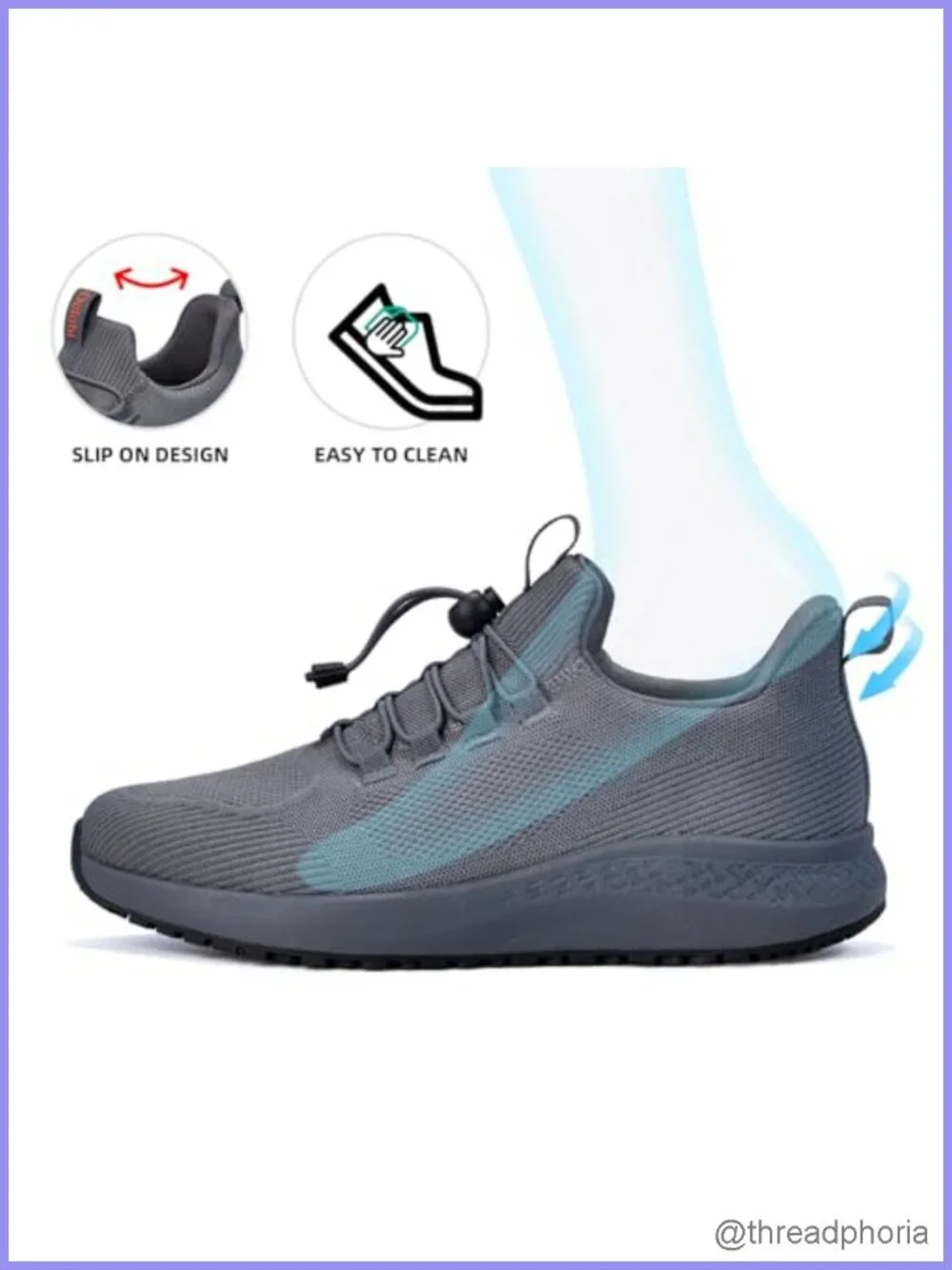Women's Slip Resistant Work Shoes, Lightweight Chef Sneakers, Hands Free